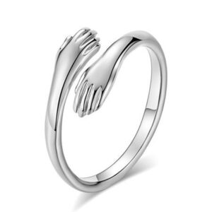 S925 Silver Hugging hands Ring - Adjustable