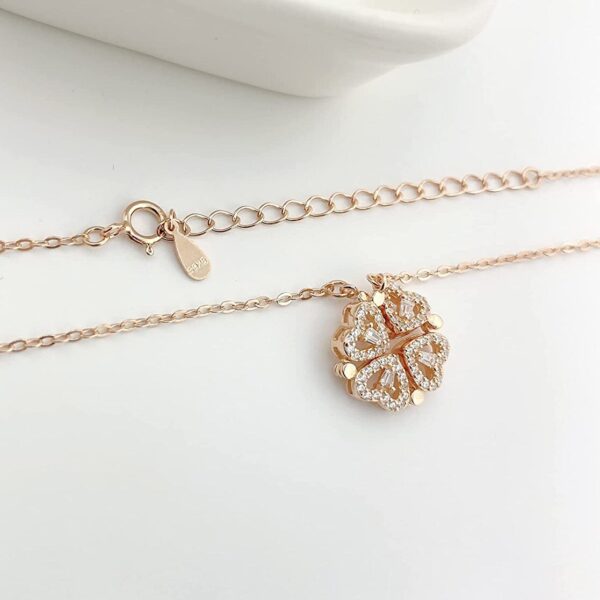 S925 Original Sterling Silver Heart Necklace 4 Heart Magnetic ROSE GOLD Necklace Pendant