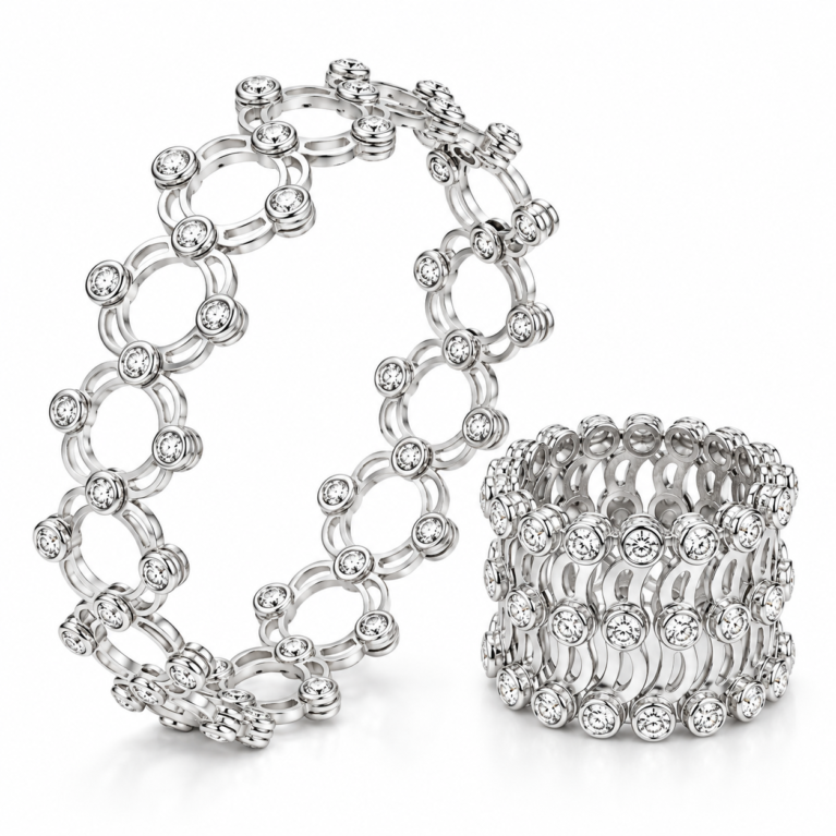 S92.5 Sterling  Rose Gold Supple Bracelet cum Ring