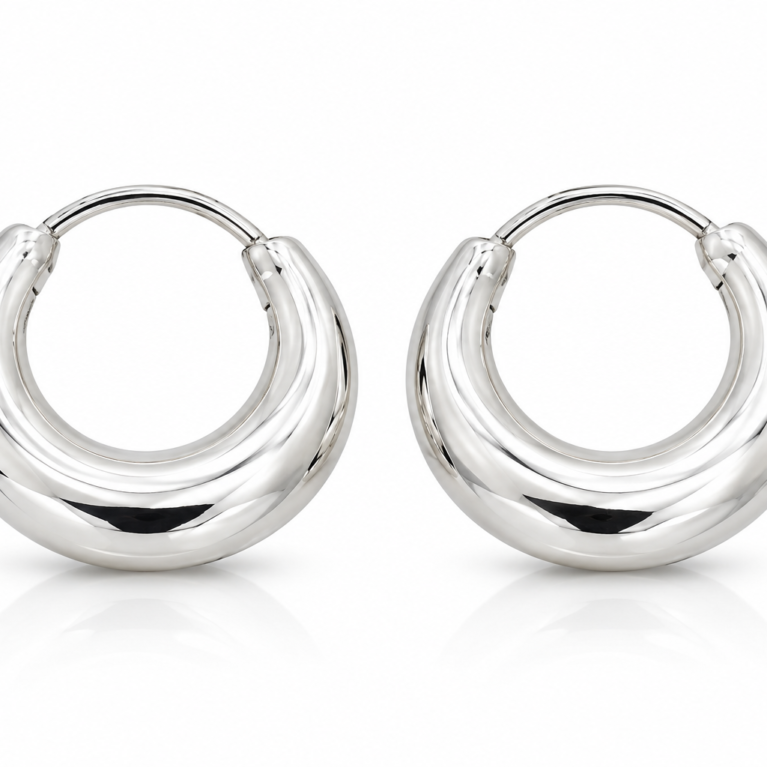 Elegant 925 Pure Silver Hoop Earrings