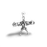 Strong Man Dumbbell Gym Fitness Barbell Pendant Necklaces Original Silver S925  Sports Gym Necklace For Men Jewelry